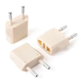 Bates- European Travel Plug Adapter, 3 Pack, Light Beige, European Plug Adapter, US to Europe Plug Adapter, Adapter for Europe Plug, US to EU Plug Adapter, Travel Adapter Europe, Plug Adapter Europe