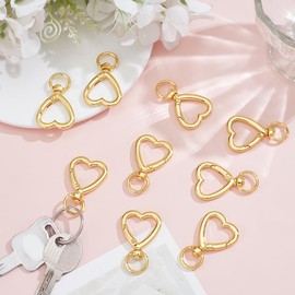 UNICRAFTALE 15 Stück Golden Heart Schwenkverschlüsse Trigger Feder Schlüsselanhänger Schnalle Verschluss Haken Schlüsselanhänger Ring Schnallen Mode Clips Für Schlüsselanhänger Loch 11x9mm