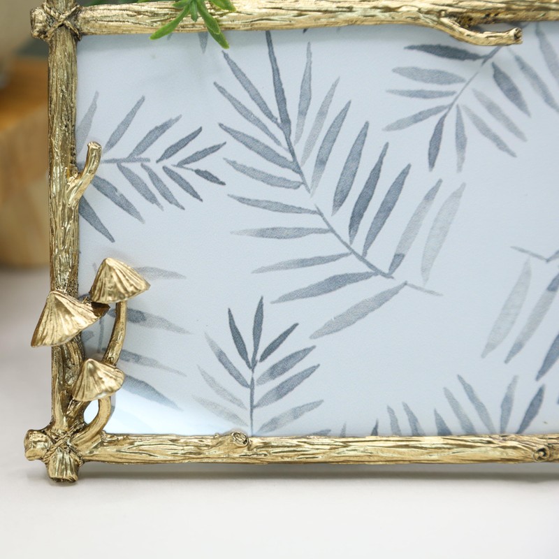 Gold Mushroom Metal Picture Frame 6 X 4 Inch Floral