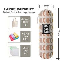 The Bag Bag Grocery Bag Holder, Boho Pattern Grocery Bags Holder Organizer For Shopping Bags, Wall Mount Plastic Bags Storage Container Dispensers, Kitchen Gifts For Women Family Grandma Mom(H-27)