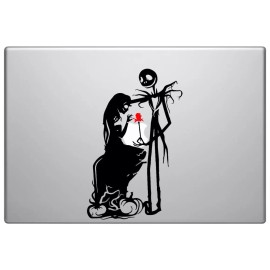 Jack Sally and Red Rose Nightmare before Christmas Laptop Macbook 7" Black/Red