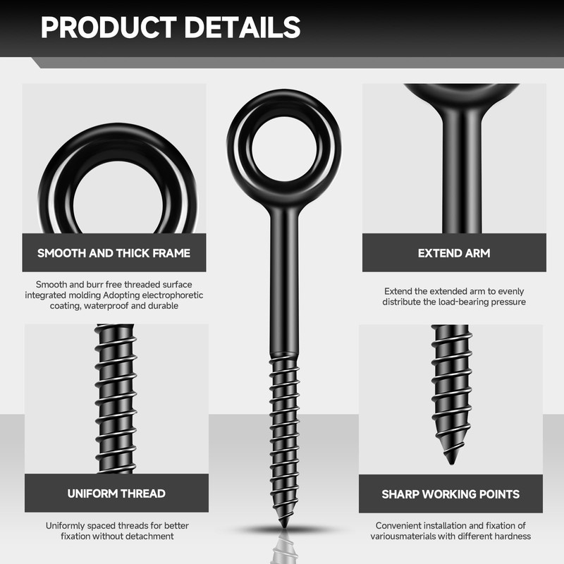 7 inch Eye Bolts - 4 Pcs Eyes Hooks Screw