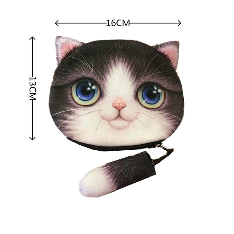 Adorable Cat Tail Kitty Coin Purse - Small Cat Face