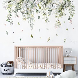 Wall Sticker Plants Flower Leaves Wall Sticker Hanging Plants Green Wall Sticker Children's Room Bedroom Hallway Wall Decoration Wall Sticker Living Room