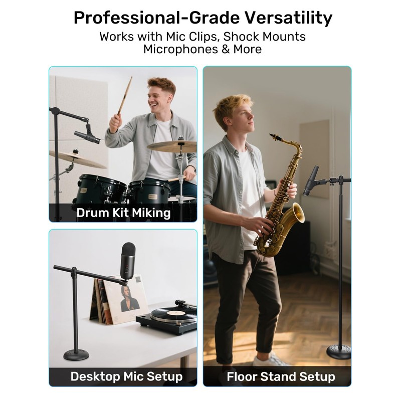Etour Ball-and-Socket Head Microphone Adapter, 360° Swivel & 90° Tilt