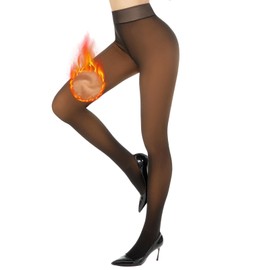 Aaronano Women's Translucent Tights False Translucent Wool Lining Warm Tights Winter Tights Thickening, 1 pair of caramel