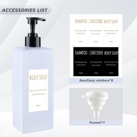 DEROANBOTT Shampoo and Conditioner Dispenser (Set of 2, 16.9oz) Modern Refillable Shampoo Pump Bottles for Shower Soap - Empty Body Wash Dispenser Set for Bathroom (white)