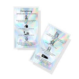 Dermaplaning Aftercare Cards | 50 Pack | Size 2 x 3.5â inches Business Card Size | Microplaning Blading PMU | Aftercare Instructions Holographic Look Design