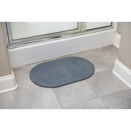 Cobblestone Cave Stone Bath Mat (Dark Gray) - Absorbent Diatomite Diatomaceous Earth Quick Dry Shower Rug Bathmat, Stone Mat for Bathrooms, Bathroom Mat, Non-Slip, Natural, Modern and Easy to Clean