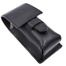 Parker Safety Razor, Genuine Leather Travel Shaving Brush Case (Black) – Durable Shaving Brush Travel Holder for Standard Shave Brushes
