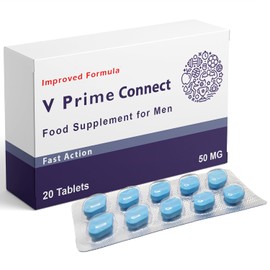 Erexon - V Prime Connect 50mg - 20 Tablets - Herbal Supplement for Men - Men's Health Support - Korean Ginseng, Tribulus Terrestris - Made in the UK