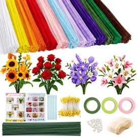 Pipe Cleaner Flower Kit, 700PCS Premium Pipe Cleaners Bulk with Instruction