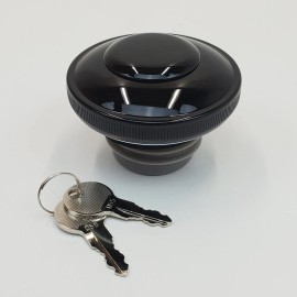 Billet Proof Designs Locking Gas Cap LH Thread Black for 1996-2025 Harley Bagger FLH FLT & 96-22 XL