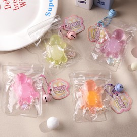 ​​ANBOOR 4-Piece Mini Tortoise Squishies Set - Cute Crystal Tortoise Squishies for Backpacks, Sensory Stress Toy, Sea Animal Fidget Novelty for Parties and Birthdays