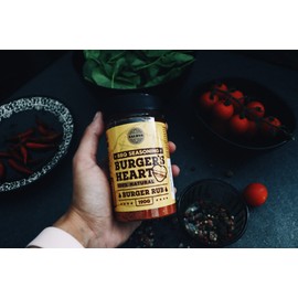 Burger's Heart BBQ Burger Rub - 100% Natural BBQ Seasoning - Classic Seasoning Mix For Extraordinary Tasting Burgers - Beef, Pork, Poultry, Veggie Patties - Large Jar (190g)