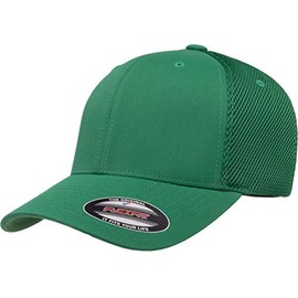 Flexfit Unisex Ultrafibre Airmesh Fitted Trucker Hat, Green/Maroon, Small-Medium
