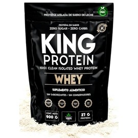 KING PROTEIN  Protena de suero sin sabor  27 g de protena con BCAA  Para antes y despus del entrenamiento  Sin carbohidratos, conservantes, soja ni...