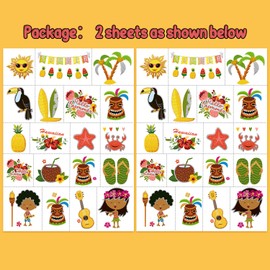 Leesgel Tattoos Children's Hawaii, 38 Styles Hawaii Glitter Tattoos Set Children, Temporary Tattoos for Children, Hawaii Luau, Tropical Beach Pool, Children's Birthday Decorations Supplies Favours