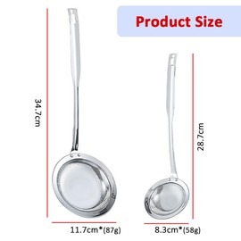 Upgrade Spoon Extra Fine Mesh Strainer with Handle, Fine Mesh Stainless Steel Colander, Sieve Fine Mesh Colander, Spoon Strainer Oil Filter Food Grade Filter Kitchen Gadget (Small Large)