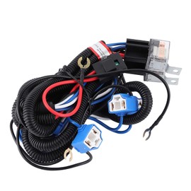 Arnés de cableado de faros delanteros H4 Kit de arnés de relés de faros delanteros H4 Accesorio de aumento de brillo de 4 luces para coche(negro)