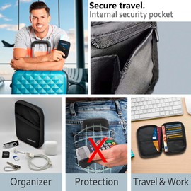 RAXCLAY Compact Travel Wallet RFID ID Holder Document Case 6 Cards Men Women 3rd Generation Small Slim Organizer 13 Pockets Travel Wallet Passport Holder, Black 9 Cards, travel wallet