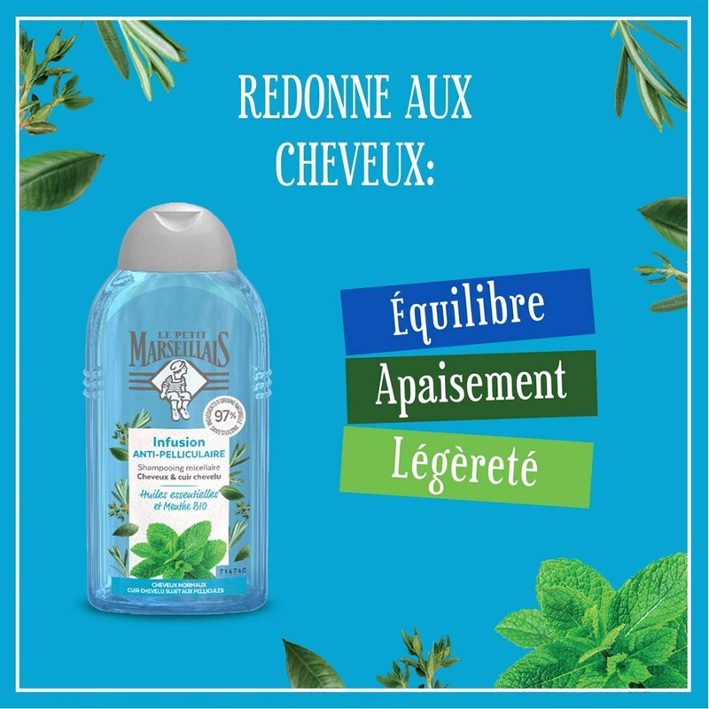 Le Petit Marseillais 2-in-1 Shampoo Anti-Dandruff Mint Organic and Essential
