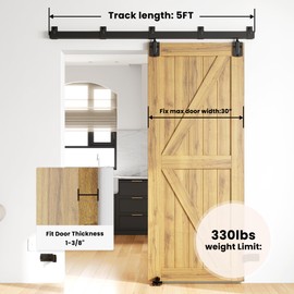 SMARTSTANDARD 7FT Box Rail Hardware - Exterior Barn Door Hardware Kit,Sliding Barn Door Hardware,Heavy Duty Ceiling Mount Kit,Fit Indoor and Exterior Door,Easy to Install(Widest to 42" Wide Door)
