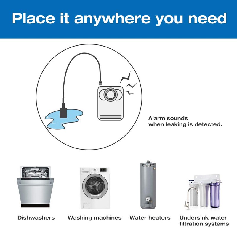 iSpring WD01 Wired Water Leak Detector with 46" Sensor Cable,