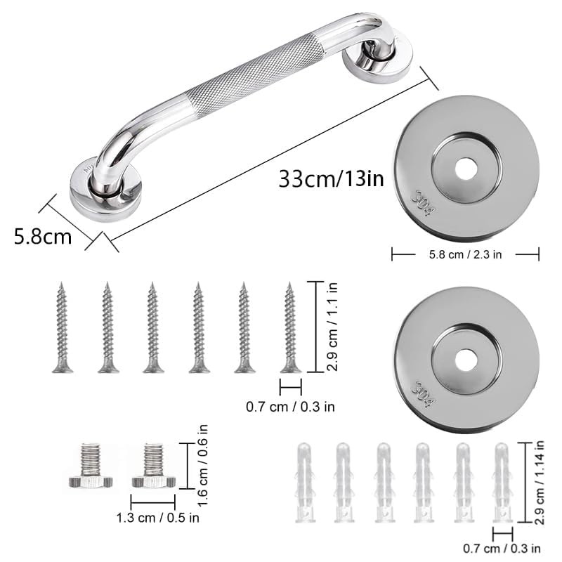 Oruiiju Pack of 2 Shower Handrails 304 Stainless Steel with