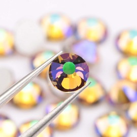 Dowarm 2650 Pieces Glass Flat Back Crystal Rhinestones Round Gems, 6 Sizes 1.5mm - 6.5mm, Flatback Crystals Loose Gemstones for Crafts Nail Face Art Clothes Jewels (Shiny Purple)