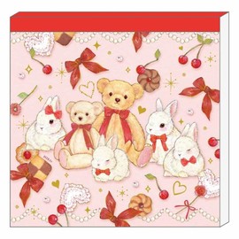 Takeimiki Memo Pad / Rabbit and Teddy Bear Close Pin Office Supplies Girly Illustration Goods Mail Order