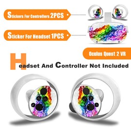 FOTTCZ Vinyl Decal Skin for Oculu Quest 2 VR Headset and Controllers, Sticker Decorate Virtual Reality Devices Protective Accessories - Rainbow Band