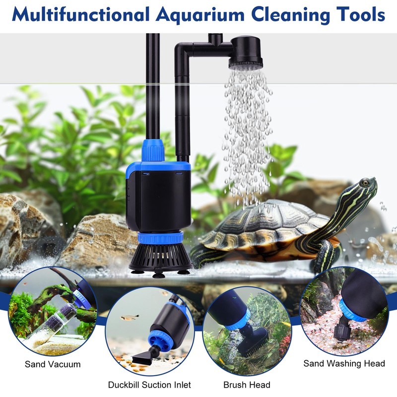 AQQA DC 36W Electric Aquarium Vacuum Gravel Cleaner 6-in-1 Multifunctional