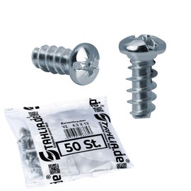 Stahlia Euro Screws 6.3 x 13 mm Rounded Head Screws (Pack of 50) Galvanised Steel Wood Screws Set Drawer Rails Hinges Furniture Connectors Furniture Screws