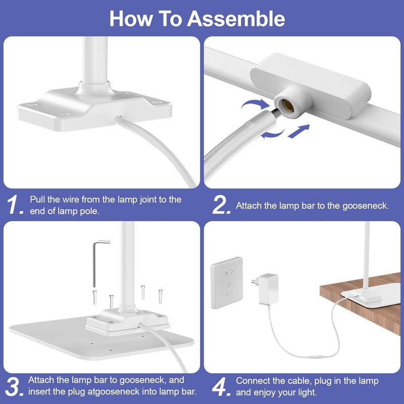 KableRika LED Desk Lamp with Base: Bright Desk Lights for