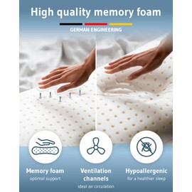 Third of Life Side Sleeper Pillow ACAMAR Quickdry – Memory Foam Pillow Designed in Germany – Ergonomic with Removable Quick Drying Pillowcase – Pillow for Neck Pain Relief and Cervical Support