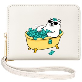 YINHEXI Women's Bifold Wallet with Accordion Card Organizer RFID Blocking Small Leather Purse Credit Card Holder for Women Ladies Teens with ID Window, Money Bear, Simple