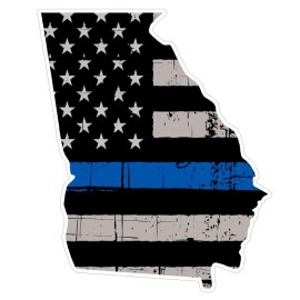 CustomDecal US Georgia State (U11) Cop Thin Blue Line Vinyl Yeti Tumbler Decal Sticker