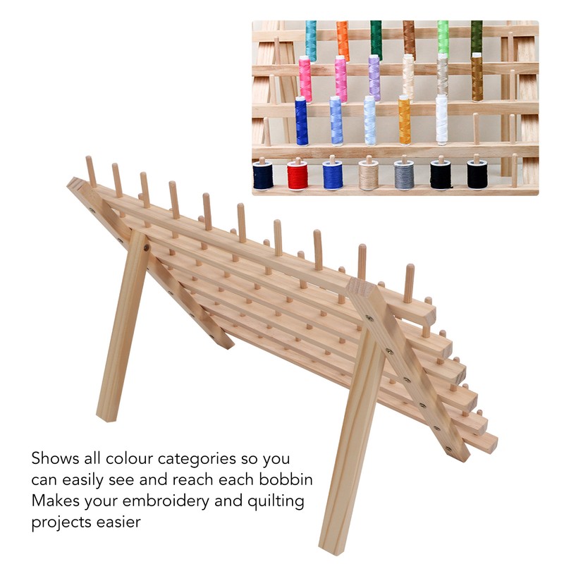 60 Spools Wooden Thread Rack DIY Easy Storage Safe Eco