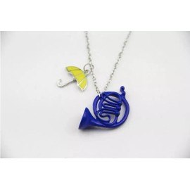 Syrios Gifts HIMYM How I Met your Mother Yellow Umbrella + Blue French horn Necklace Pendant