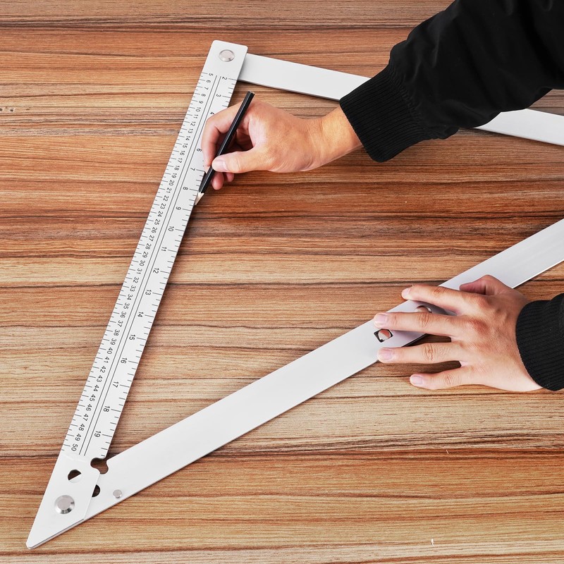 Meticuloso Folding Triangle Ruler 48inchs, Aluminum Framing Square Carpentry Squares