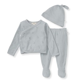 Burt's Bees Baby Unisex Baby Clothing Set, Take Me Home 3-Piece Outfit, Organic Cotton Top, Footed-Pant and Top Knot Hat