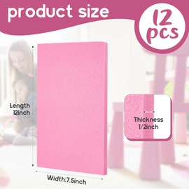 Frienda Frienda 12 Pcs Insulation Foam Board Bulk 12" x 7.5" x 1/2" Xps Foam Sheet Insulation Panel for DIY Crafts Sculpture Modeling Floral Arrangements School Home Office Art(Pink)