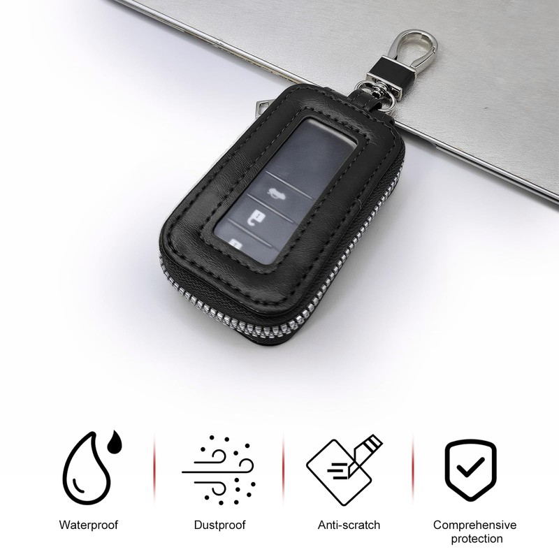 gunroil 1 PC Double Layer Car Keychain Box, Leather Car