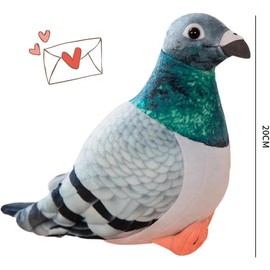 QWEPU Pigeon Cuddle, Plush Bird,Realistic Bird Plush Plush Dolls,Realistic Pigeon Plush Toy for WildAnimals, Gift for Friends and Kids (20CM,Green)