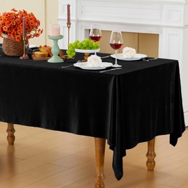 Cobedzy Black Velvet Tablecloth, 60 x 102 Inch Rectangle Table Cover, Black Velvet Table Cloth Smooth Luxury Tablecloth for Party Wedding Dining Banquet