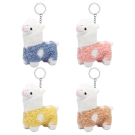 Neikafan Plush Toy Alpaca Key Ring Llama Pack of 4 Alpaca Cuddly Toy Baby, Stuffed Toy Alpaca Toy Baby Gift for Baby, Children, Girls and Lovers Alpaca Keychain, multicoloured, Unit size