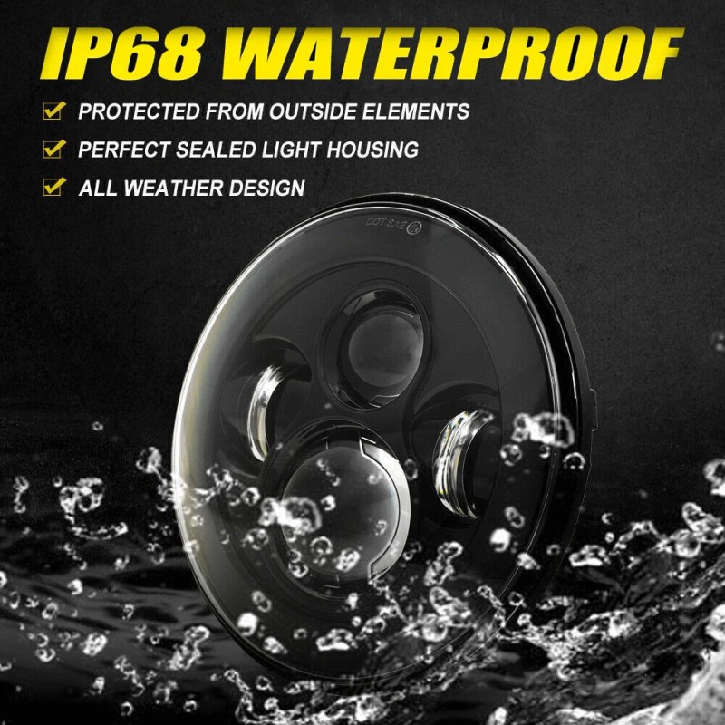 Unbranded Chrome 7" LED Headlight + Passing Lights For Harley