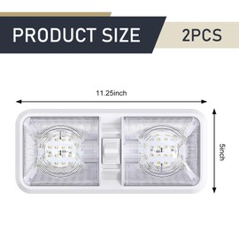 PenFot 2 PCS 12V Led RV Ceiling Dome Light, 11.2" x 5" 48 LED High Brightness Anti-glare Waterproof Housing Light with Independent Switch, Universal for Cars Interior Lighting Bulb (White)