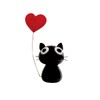 かわいい 猫 手作り ガラス細工 ハート黒ねこ CYK729